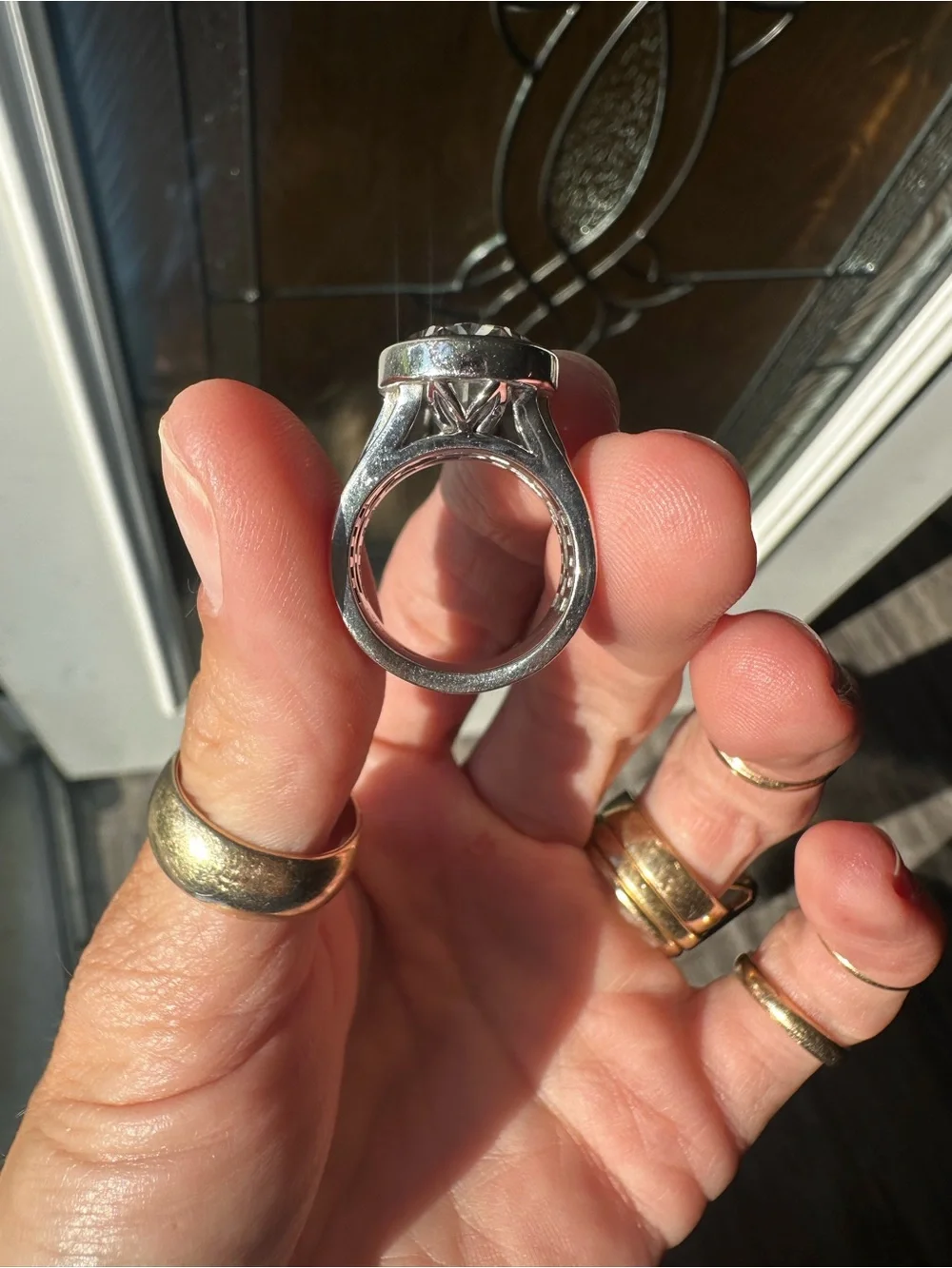 10k white gold Lab grown diamond ring all stones are lab this ring is beautiful!